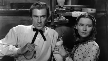 Gary Cooper y Jean Arthur en The Plainsman