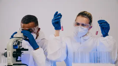 Pareja de científicos Pareja de científicos