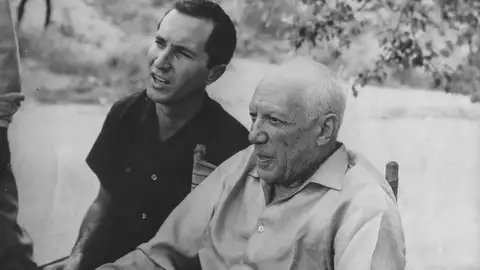 Pablo Picasso en sus últimos años Pablo Picasso en el set de la película "El testamento de Orfeo" en una foto de archivo