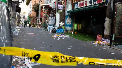 Calle en la que se produjo la estampida humana en Seúl Calle en la que se produjo la estampida humana en Seúl