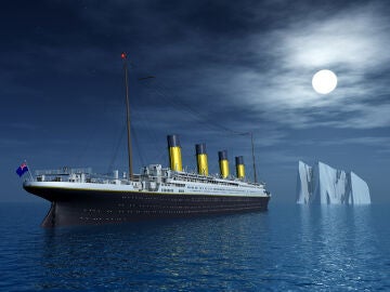 Recreaci&oacute;n de El Titanic y el iceberg