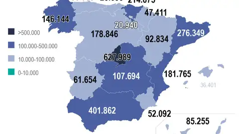 Mapa de España del voto por correo Mapa de España del voto por correo