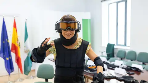 Ruth Sarabia, delegada territorial de Integración Social de la Junta de Andalucía en Málaga, con el traje Ruth Sarabia, delegada territorial de Integración Social de la Junta de Andalucía en Málaga, con el traje