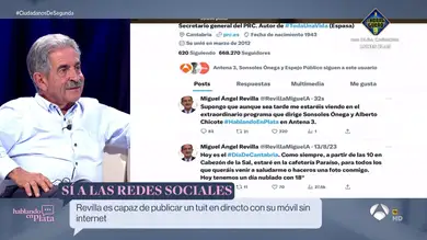 Así pone un tuit Miguel Ángel Revilla en pleno directo de Ciudadanos de Segunda