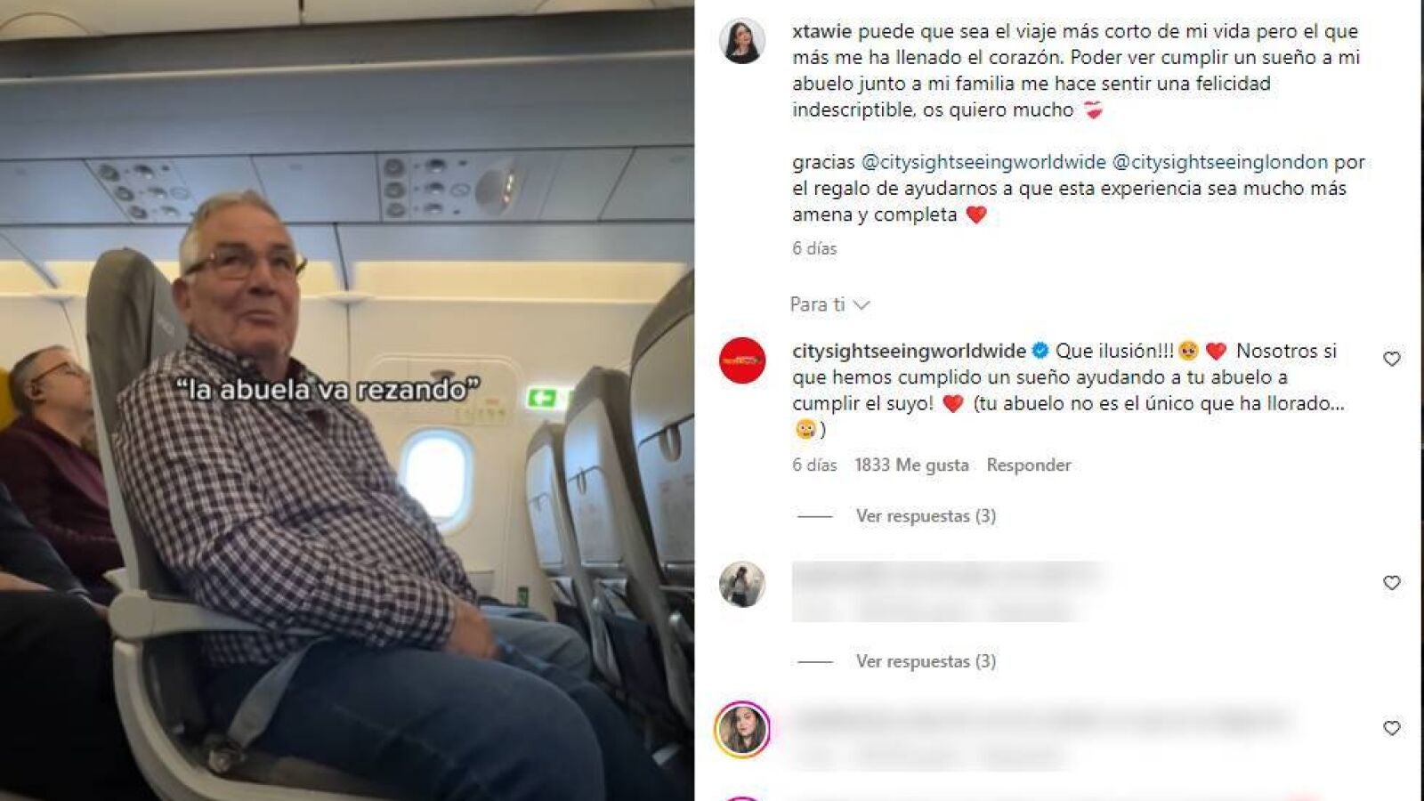 Cumple el sueño de su vida a los 80 años gracias a su familia