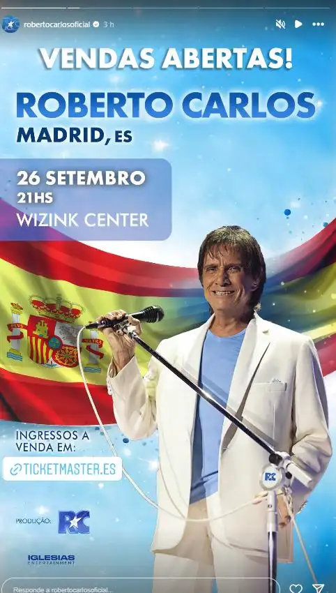 Roberto Carlos anuncia concierto en Madrid