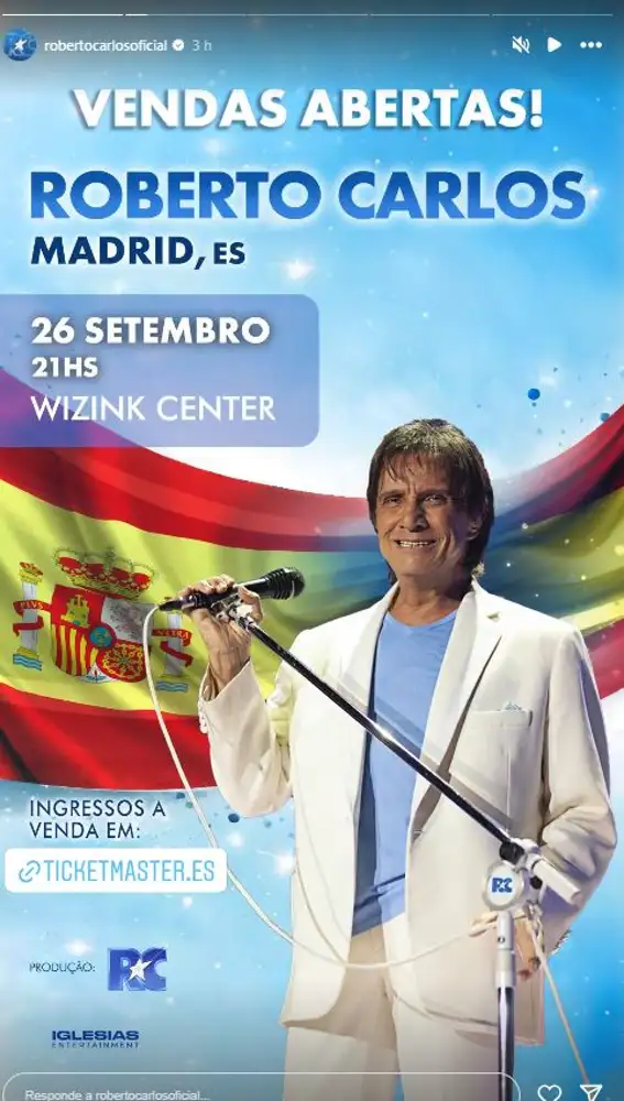 Roberto Carlos anuncia concierto en Madrid Roberto Carlos anuncia concierto en Madrid