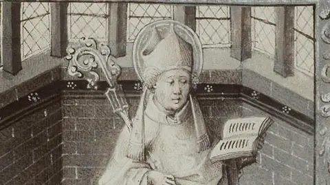 San Germán de París, de un Libro de horas, c. 1450-1460. San Germán de París, de un Libro de horas, c. 1450-1460.