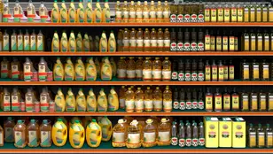 Botellas de aceite de girasol
