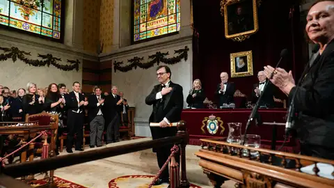 El escritor extremeño Javier Cercas, durante su ingreso en la Real Academia Española El escritor extremeño Javier Cercas, durante su ingreso en la Real Academia Española