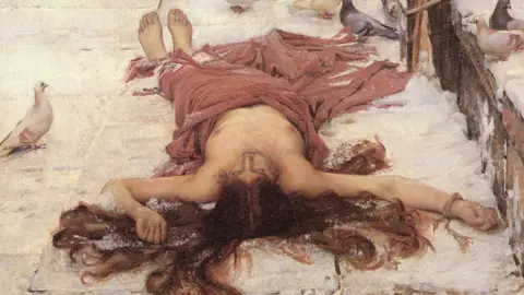 El martirio de Santa Eulalia de Mérida por John William Waterhouse, 1885. El martirio de Santa Eulalia de Mérida por John William Waterhouse, 1885.
