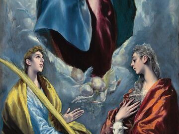 La Virgen Mar&iacute;a con Santa In&eacute;s y Santa Martina del Greco