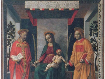 La Virgen Mar&iacute;a y el Ni&ntilde;o con los Santos Faustino y Jovita por Vincenzo Foppa.