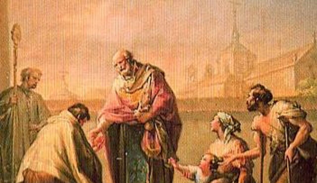 Limosna de san Eladio, &oacute;leo de Francisco Bayeu