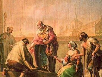 Limosna de san Eladio, &oacute;leo de Francisco Bayeu