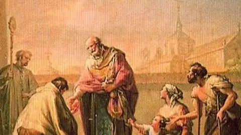 Limosna de san Eladio, óleo de Francisco Bayeu Limosna de san Eladio, óleo de Francisco Bayeu