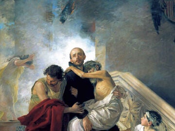 San Juan de Dios salvando a los enfermos de incendio del Hospital Real, Manuel G&oacute;mez-Moreno Gonz&aacute;lez (1880)