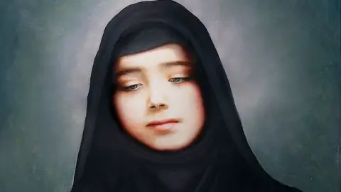 Santa Rebeca de Himlaia, pintura inspirada en una fotografía auténtica de Rebeca de Himlaia Santa Rebeca de Himlaia, pintura inspirada en una fotografía auténtica de Rebeca de Himlaia