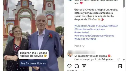 El matrimonio octogenario que cumple su sueño de volver a la Feria de Sevilla El matrimonio octogenario que cumple su sueño de volver a la Feria de Sevilla