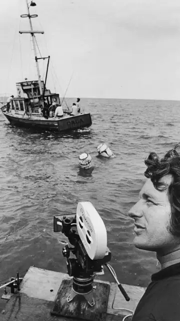 Steven Spielberg rodando Tiburón (Jaws) 1975 Steven Spielberg rodando Tiburón (Jaws) 1975