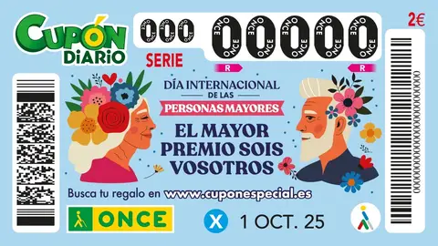 La ONCE dedicará su cupón del 1 de octubre a las personas mayores La ONCE dedicará su cupón del 1 de octubre a las personas mayores