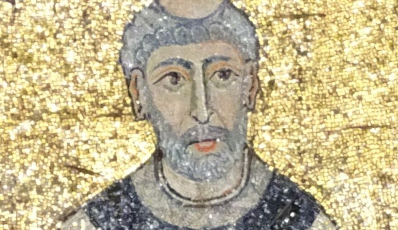 Mosaico de Calixto I ubicado en el &aacute;bside de la bas&iacute;lica de Santa Mar&iacute;a en Trastevere