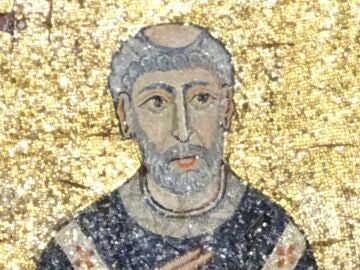 Mosaico de Calixto I ubicado en el &aacute;bside de la bas&iacute;lica de Santa Mar&iacute;a en Trastevere