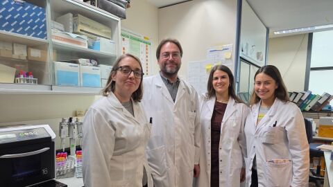 De izquierda a derecha: Rita Pizcueta, José Vicente Sorlí, Eva Asensio y Laura Villamil, personal investigador del Departamento de Medicina Preventiva y Salud Pública.