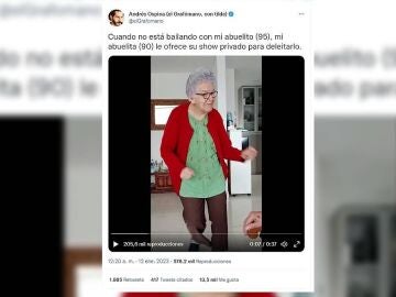 El entra&ntilde;able baile de esta abuelita de 90 a&ntilde;os frente a su marido de 95 que se ha vuelto viral