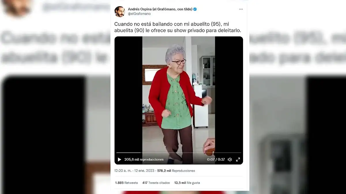 El entrañable baile de esta abuelita de 90 años frente a su marido de 95 que se ha vuelto viral