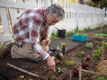 Persona mayor huerto