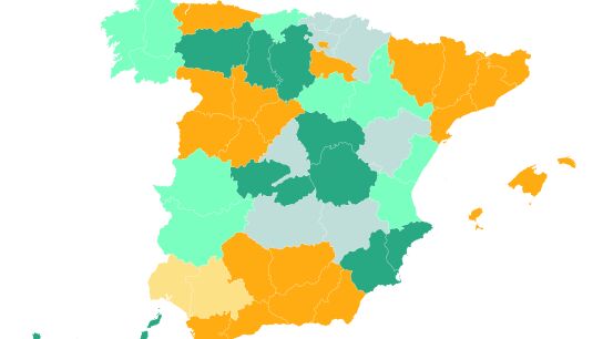 Mapa de Espa&ntilde;a, de la pen&iacute;nsula ib&eacute;rica