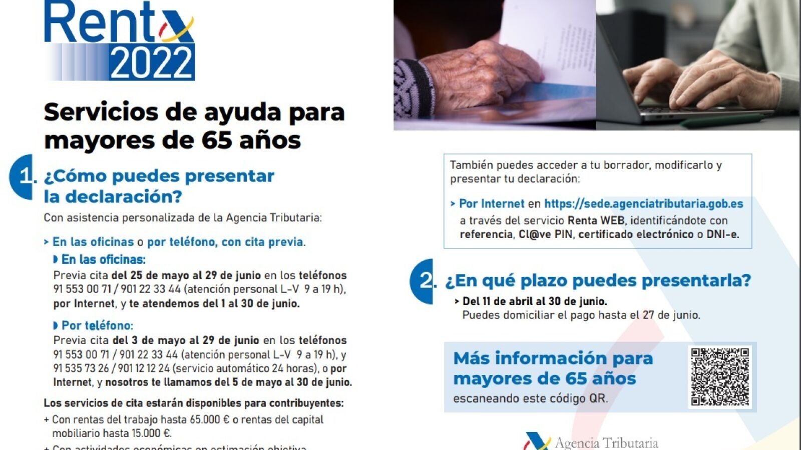 Renta 2022-2023: Hacienda incorpora un apartado de ayuda en la web para mayores de 65 años
