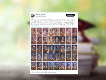 La curiosa historia del profesor que llev&oacute; la misma camisa durante 40 a&ntilde;os para hacerse la foto de la orla