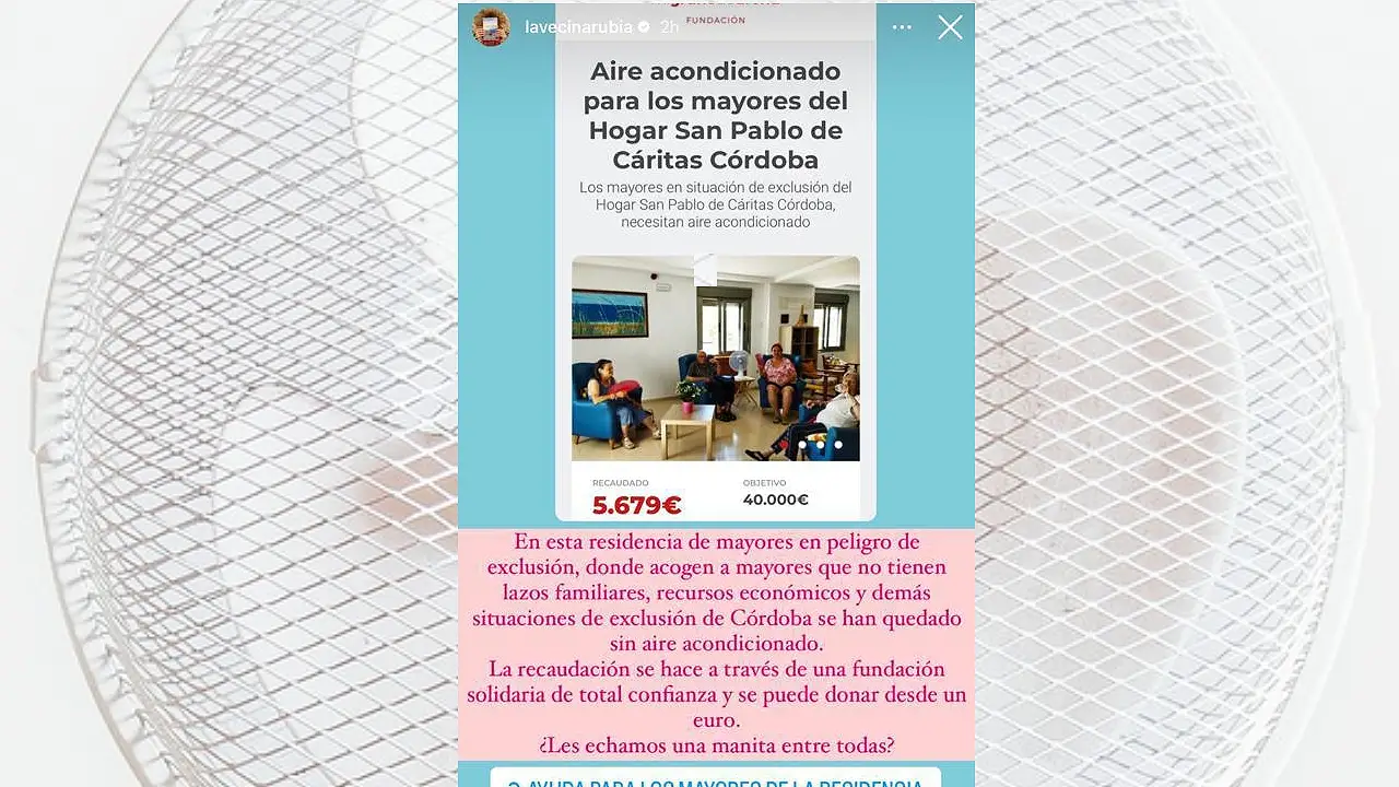 Un residencia de ancianos en Córdoba logra gracias a la &#39;Vecina Rubia&#39; y su &quot;chat de amigas&quot; más de 40.000 euros para que les instalen aire acondicionado
