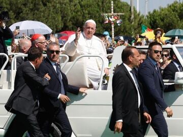 El Papa durante su visita en Lisboa