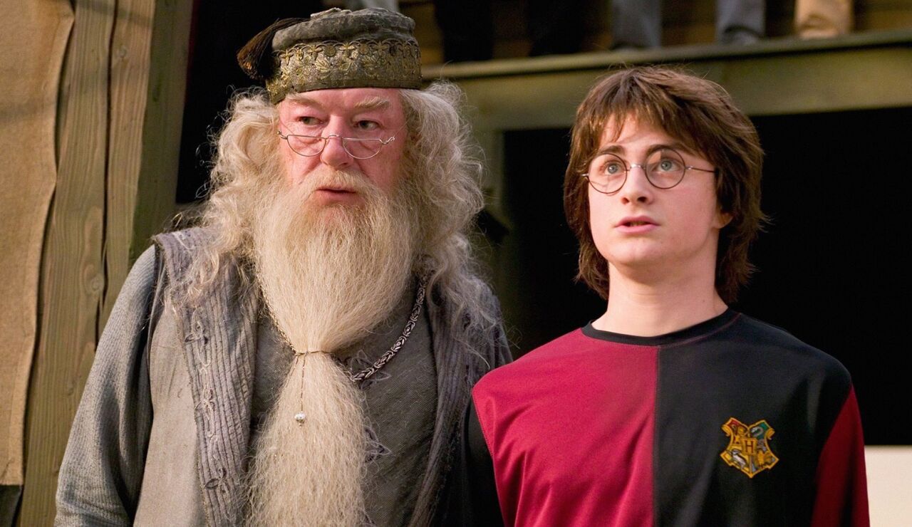 Dumbledore y Harry Potter, Michael Gambon y Daniel Radcliffe en Harry Potter