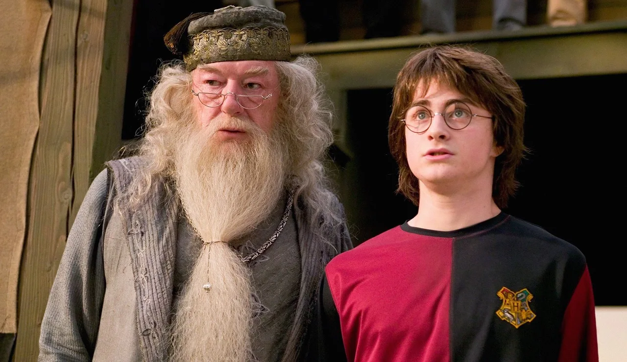 Dumbledore y Harry Potter, Michael Gambon y Daniel Radcliffe en Harry Potter