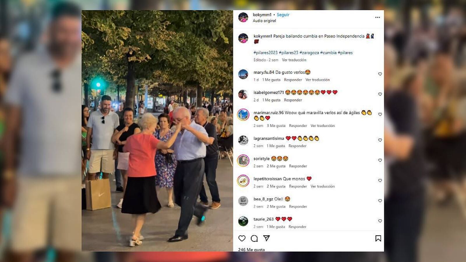 Marisa y Jesús, la pareja de octogenarios que protagonizaron este baile viral durante las fiestas del Pilar