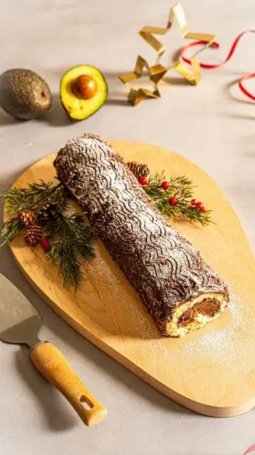 Tronco de Navidad de chocolate y aguacate Tronco de Navidad de chocolate y aguacate