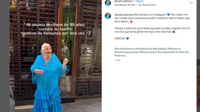 La entrañable reacción de una mujer mayor al vestirse de flamenca por primera vez con 95 años