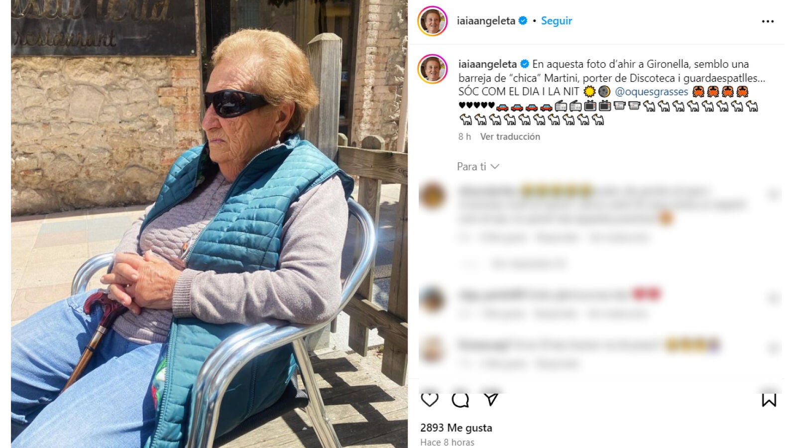 Influencer a los 93 años, así es la Iaia Angeleta