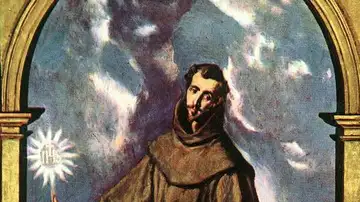 La obra representa a San Bernardino de Siena (1380-1444), fraile franciscano y también misionero. El Greco