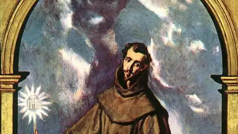 La obra representa a San Bernardino de Siena (1380-1444), fraile franciscano y también misionero. El Greco La obra representa a San Bernardino de Siena (1380-1444), fraile franciscano y también misionero. El Greco.