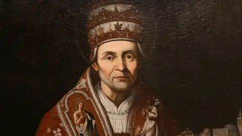 San Pedro Celestino (o San Celestino V), pintura de Giulio Cesare Bedeschini San Pedro Celestino (o San Celestino V), pintura de Giulio Cesare Bedeschini