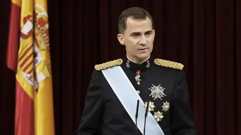 El rey Felipe VI, durante su discurso en el acto de proclamación ante las Cortes Generales El rey Felipe VI, durante su discurso en el acto de proclamación ante las Cortes Generales
