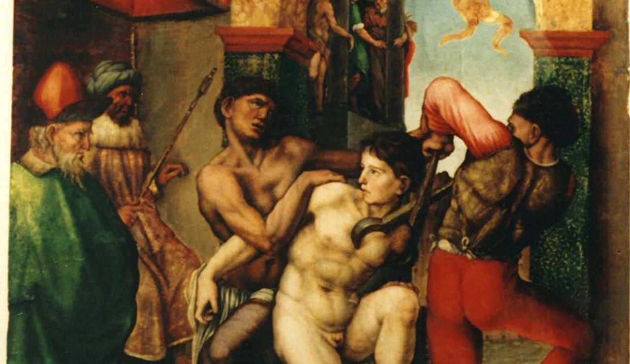 Martirio de San Pelayo, retablo mayor de la iglesia de San Pelayo de Olivares de Duero (Palencia).