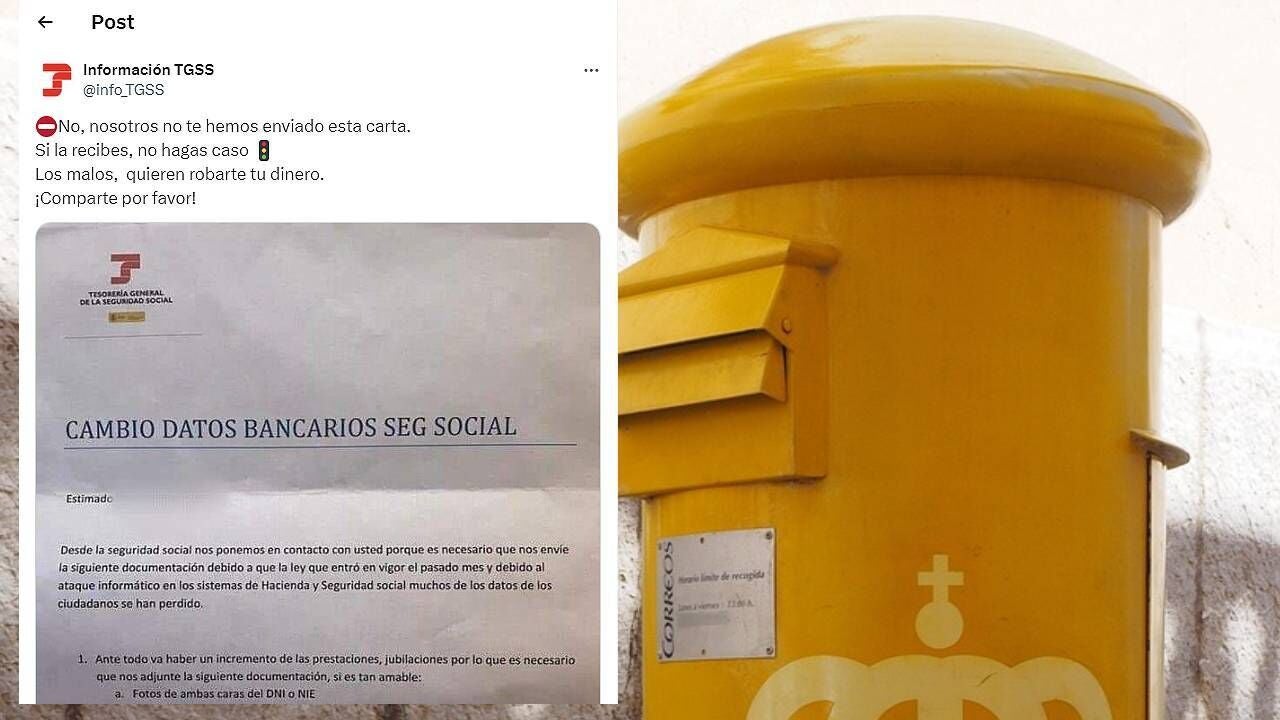 La Tesoreria General de la Seguridad Social informa de una carta falsa que esta llegando al correo Cuidado es una estafa