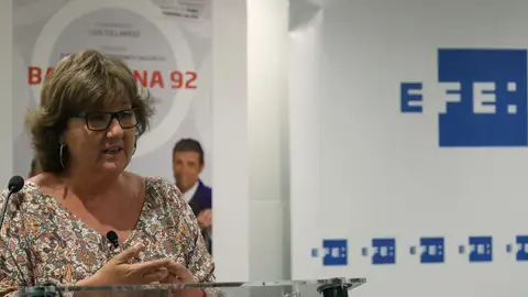 Olga Viza durante un acto en la sede de la Agencia EFE Olga Viza durante un acto en la sede de la Agencia EFE