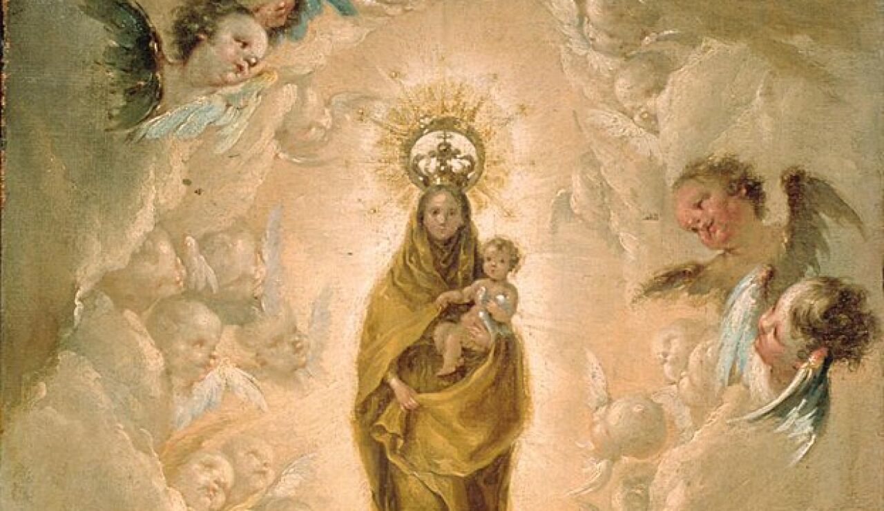 La Virgen del Pilar seg&uacute;n cuadro de Ram&oacute;n Bayeu (1780).